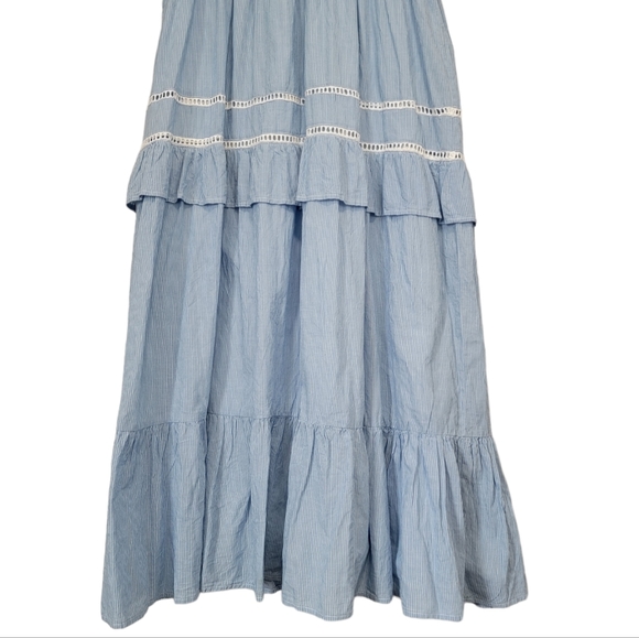 🎄SALE🎄Barok Paris Stripe Embroidered Cotton Maxi Dress - Picture 4 of 8